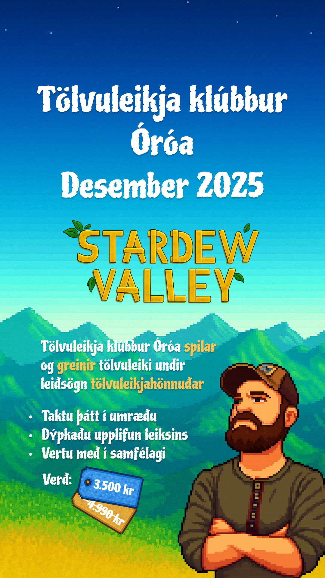 [Desember] - Tölvuleikjaklúbbur Óróa - Stardew Valley